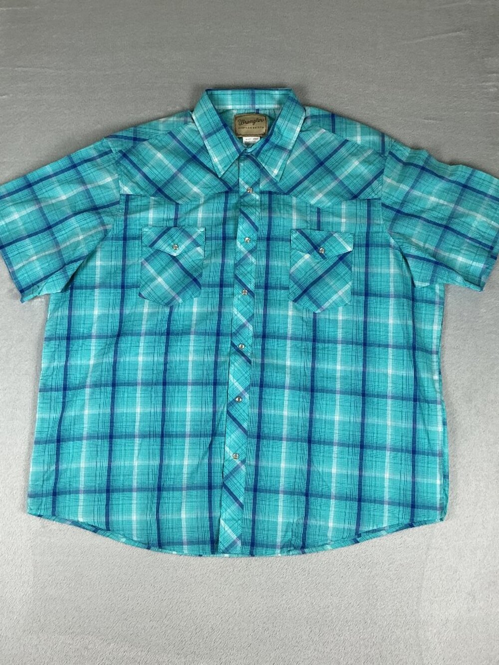 Wrangler Western Shirt Cowboy Men's Size 2XL Button up Short Sleeve Plaid NEW.